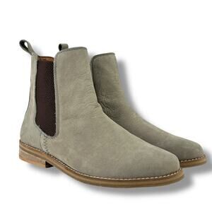 Hari Mari Leather Chelsea Boots Womens Size 9 Mossy Green Pull On